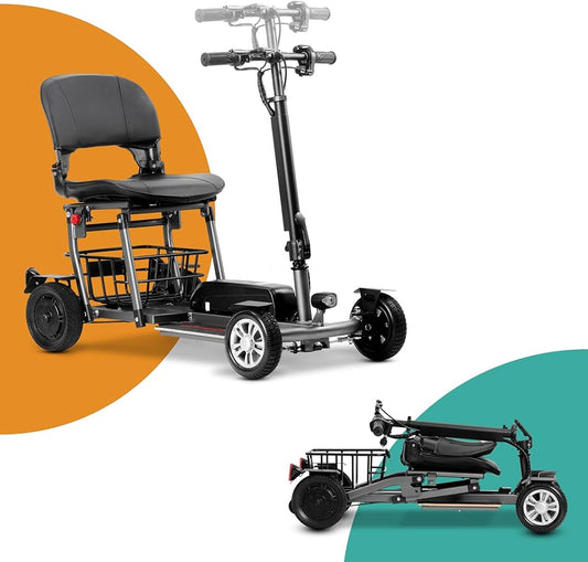 Rubicon FX4 - Lightweight 4 Wheel Foldable Mobility Scooters for Adults and Seniors - Detachable Lithium Battery - More Faster (Model1)