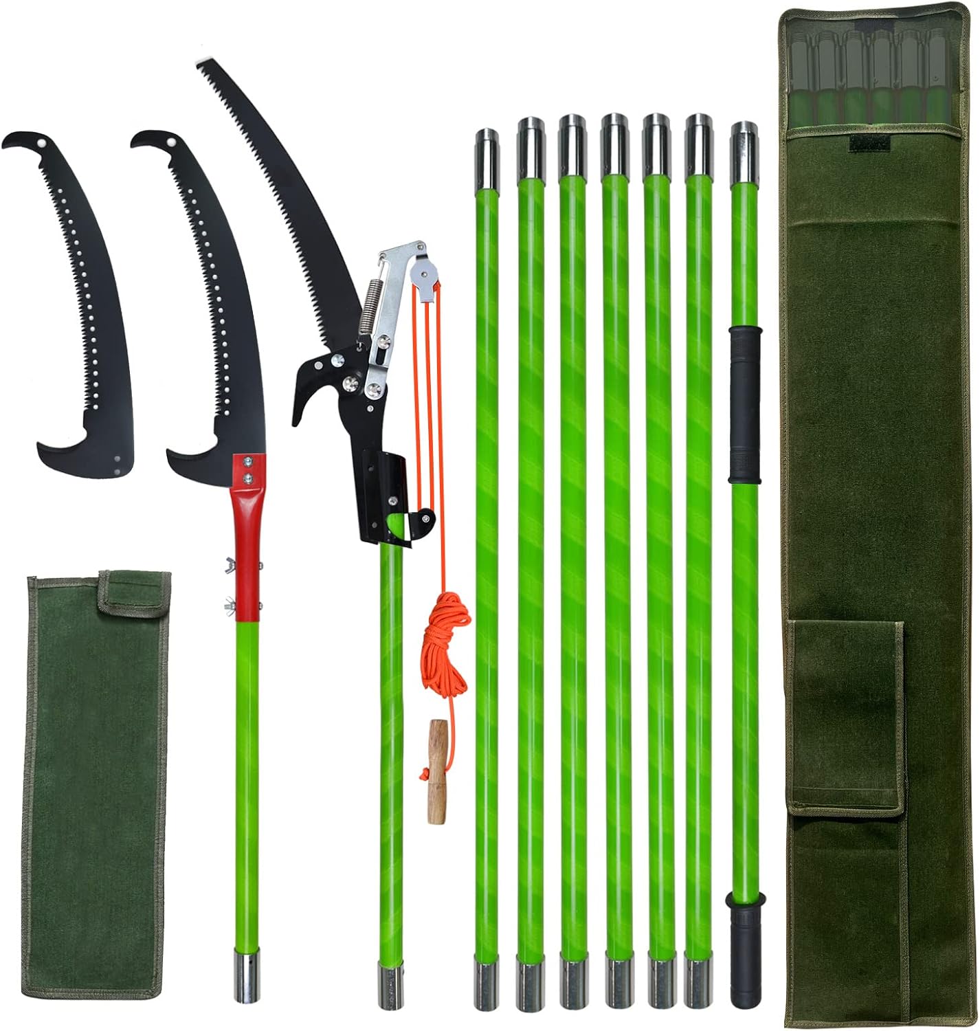 Stansom Pole Pruning Saw Tree Saw 8M Extendable, Manual Tree Trimmer with Carry Bag Tree Lopper Long Reach for Palm Oak High Branches