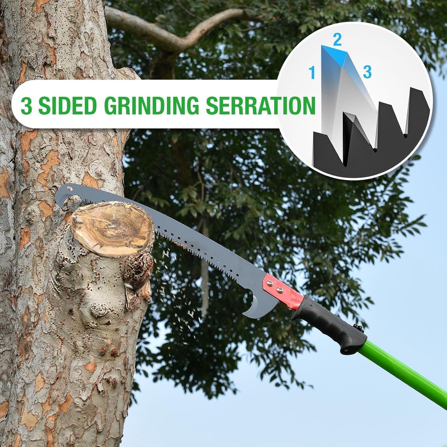 Stansom Pole Pruning Saw Tree Saw 8M Extendable, Manual Tree Trimmer with Carry Bag Tree Lopper Long Reach for Palm Oak High Branches