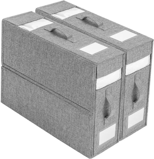 ANTNX Sheet set Storage Bag 2 pieces linen sheet cover Foldable storage box with handle for Blanket Bedding Set (grey)