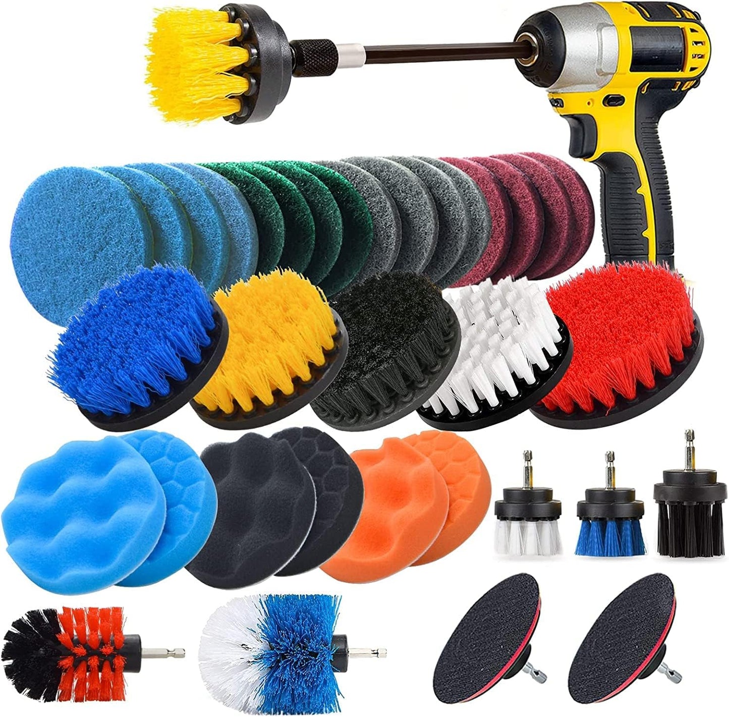 ANTNX 51 Piece Drill Brush Accessories Set, Matte pad and Sponge, Electric Matte Brush Band Extending Extended Extended Accessories Multi-Purpose Cleaning, Suitable for Grout, Tile, Sink, Bath