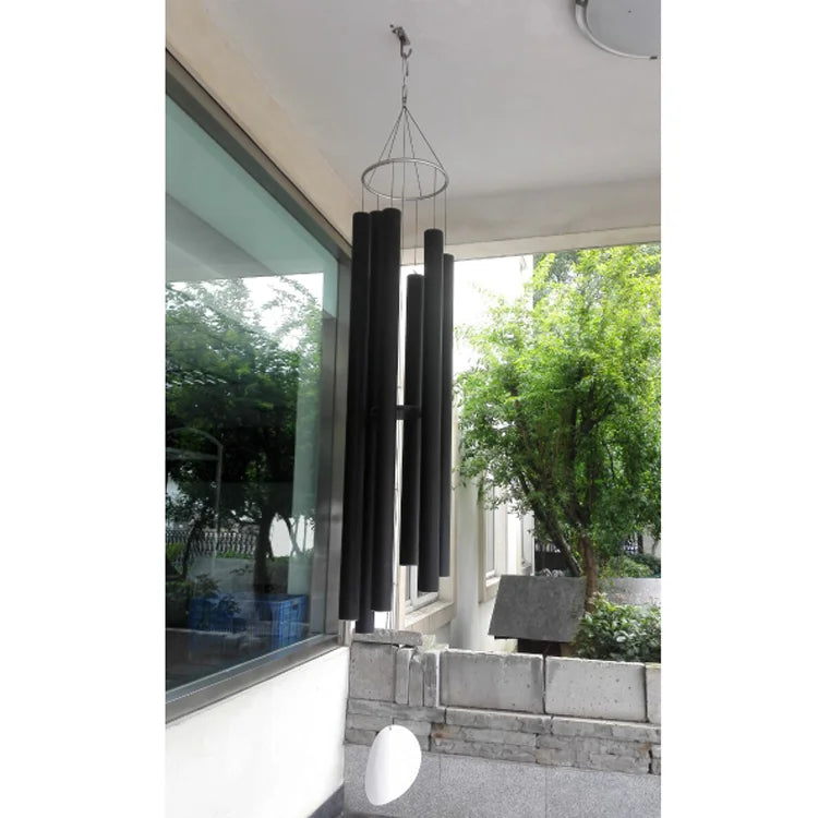 90" 6 Tubes Black Large Wind Chime Outdoor Decor Popular Bells
