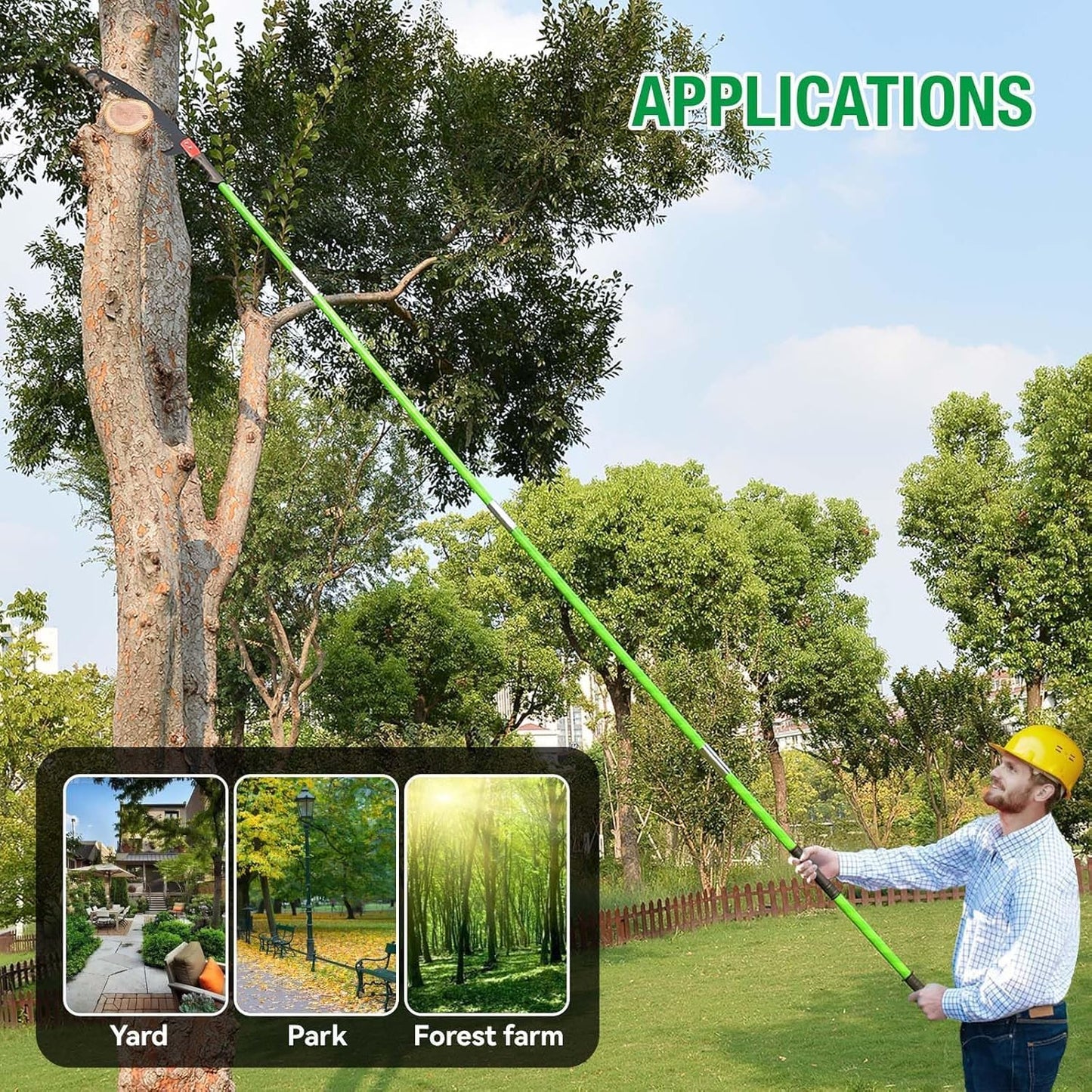 Stansom Pole Pruning Saw Tree Saw 8M Extendable, Manual Tree Trimmer with Carry Bag Tree Lopper Long Reach for Palm Oak High Branches