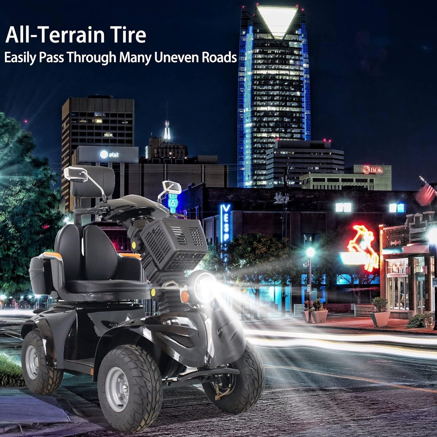 Heavy Duty Mobility Scooters for Seniors & Adults 500lbs Capacity - Electric Powered Wheelchair Device - 1000W All Terrain Recreational Mobility Scooter for Travel