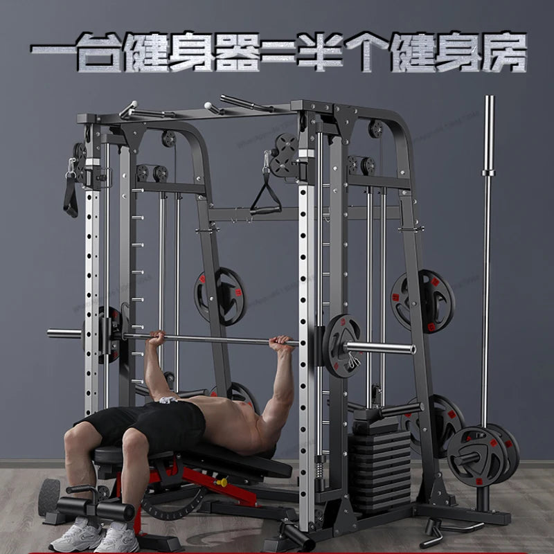 A complete set of commercial equipment for the gym, a high level pull-down stand for back and leg training comprehensive trainer