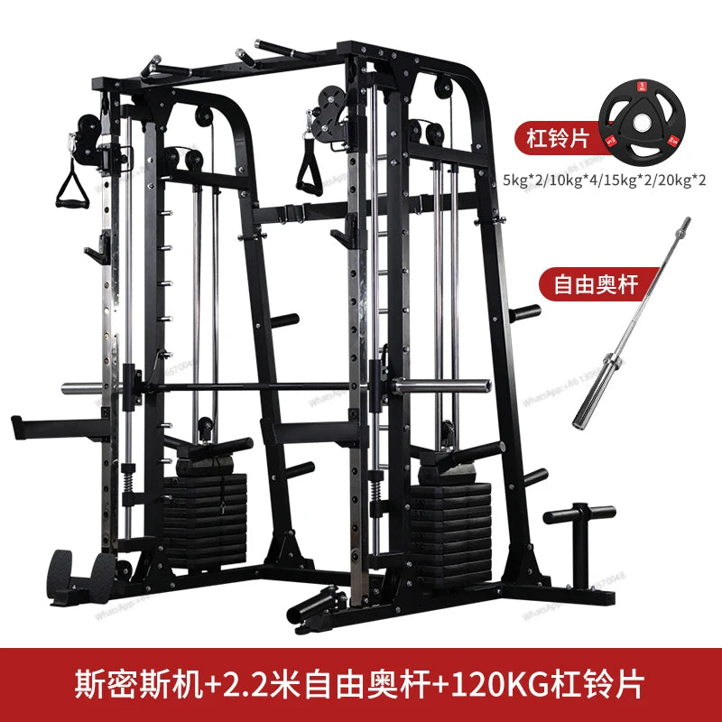 A complete set of commercial equipment for the gym, a high level pull-down stand for back and leg training comprehensive trainer