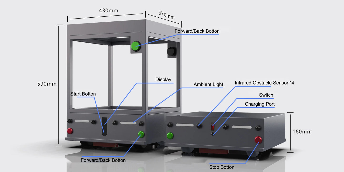 AGV50 KG industrial robot for material transport Warehouse Servo System 50kg Industrial Automatic Transport Robot agv