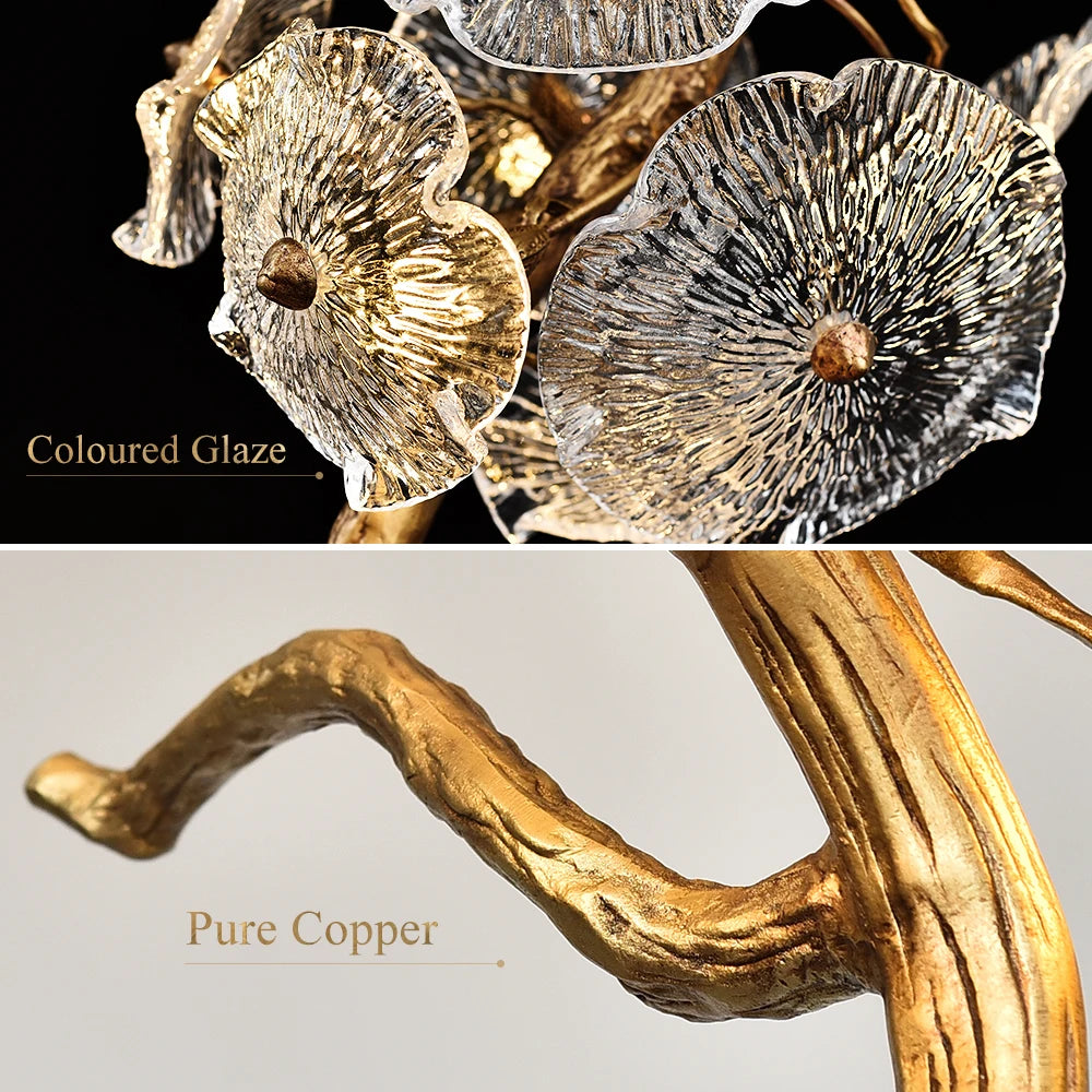 ART DECO Staircase Chandelier Long Led Copper Light for Large Hallway Lobby Loft Villa Glass Lamp Stair Home  Decorative