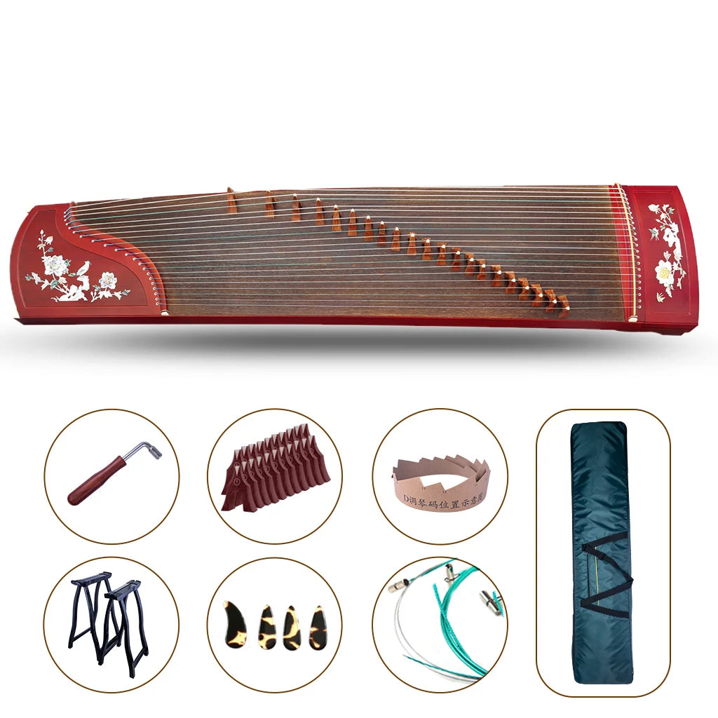 Advanced Guzheng Instrument Bird And Flower Carved 21 Strings Chinese Guzheng Chinese Koto Harp Full Accessories Guzheng SET