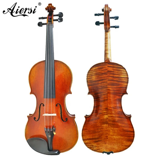 Aiersi Handmade Nice flame maple violin professional outfits high grade antique Yellow Brown violins string instruments
