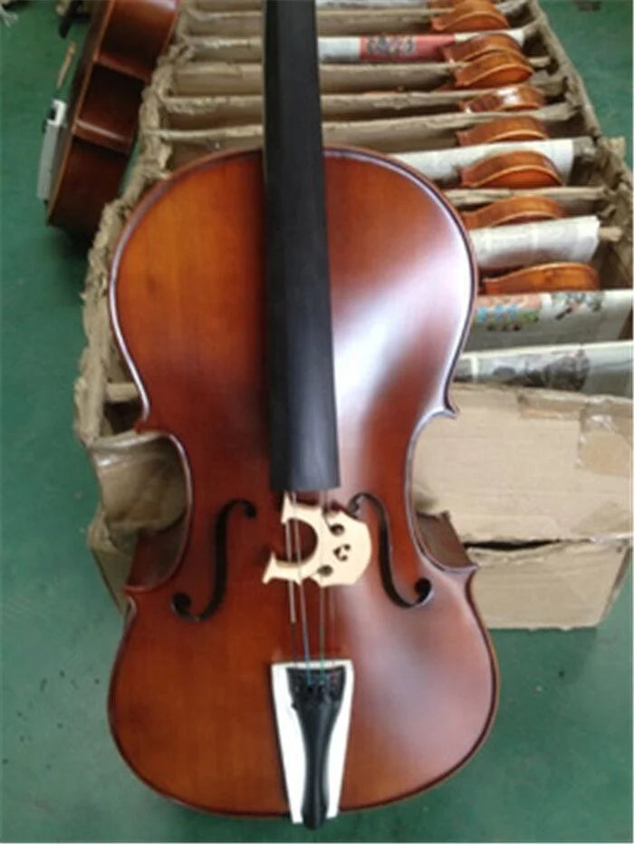Aiersi Red Brown Varnished professional solid cello with Ebony Parts High Grade Nice Flame Maple musical string instruments