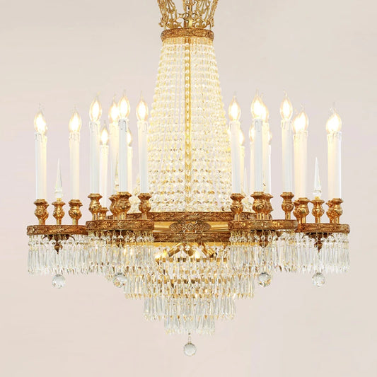 All-Copper Crystal Chandelier High-End Luxury Villa Living Room Dining Room Stairs Hotel Creative Lamps