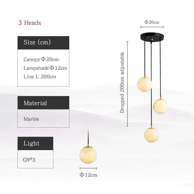 All Copper Marble Chandelier New Chinese Style Simple Rotary Duplex Stairwell Light Northern Europe Jump Floor Villa Living Room