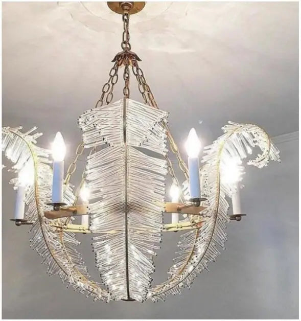 All copper American VC chandelier living room villa dining room luxury bedroom minimalist designer leaf crystal decorative chand