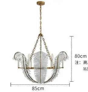 All copper American VC chandelier living room villa dining room luxury bedroom minimalist designer leaf crystal decorative chand