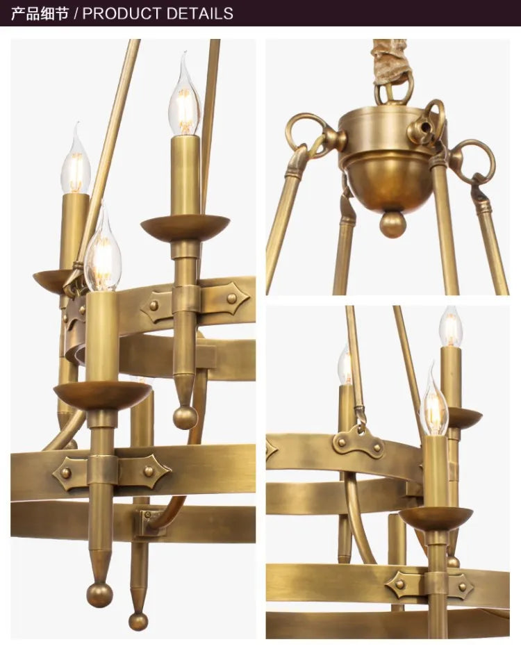 All copper American country simple guest restaurant European retro villa hotel club project chandelier