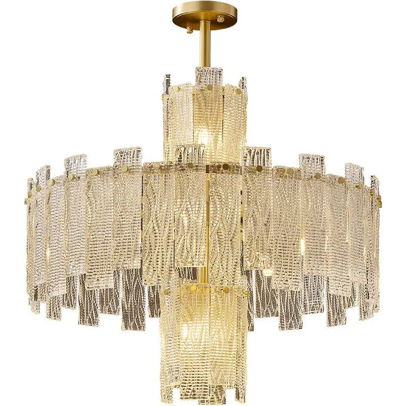 All copper light luxury chandelier modern minimalist atmosphere high-end villa duplex building living room large chandelier