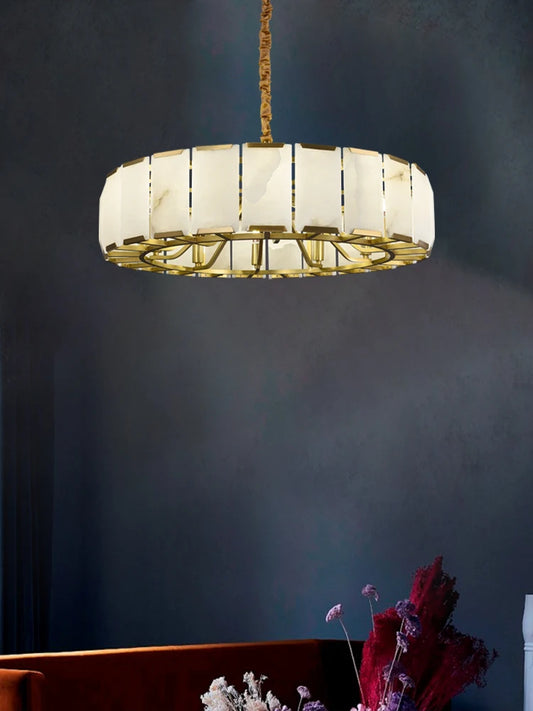 All copper marble chandelier living room dining room copper lamps light luxury modern villa hotel duplex building lighting