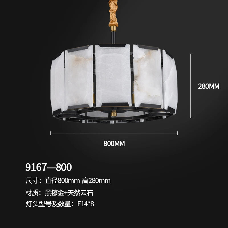 All copper marble chandelier living room dining room copper lamps light luxury modern villa hotel duplex building lighting