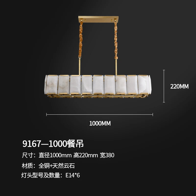 All copper marble chandelier living room dining room copper lamps light luxury modern villa hotel duplex building lighting