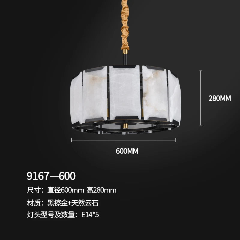 All copper marble chandelier living room dining room copper lamps light luxury modern villa hotel duplex building lighting