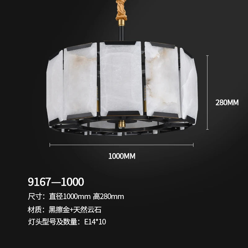 All copper marble chandelier living room dining room copper lamps light luxury modern villa hotel duplex building lighting