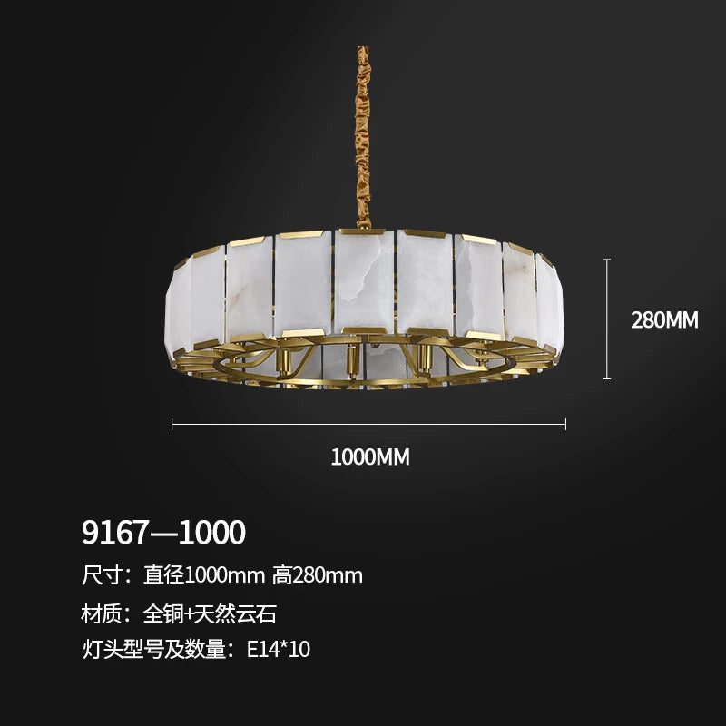 All copper marble chandelier living room dining room copper lamps light luxury modern villa hotel duplex building lighting