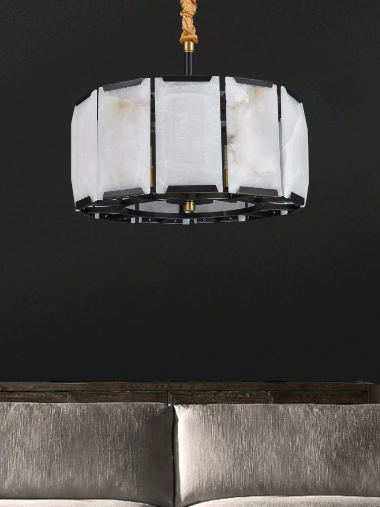 All copper marble chandelier living room dining room copper lamps light luxury modern villa hotel duplex building lighting