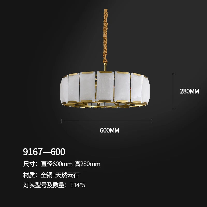 All copper marble chandelier living room dining room copper lamps light luxury modern villa hotel duplex building lighting