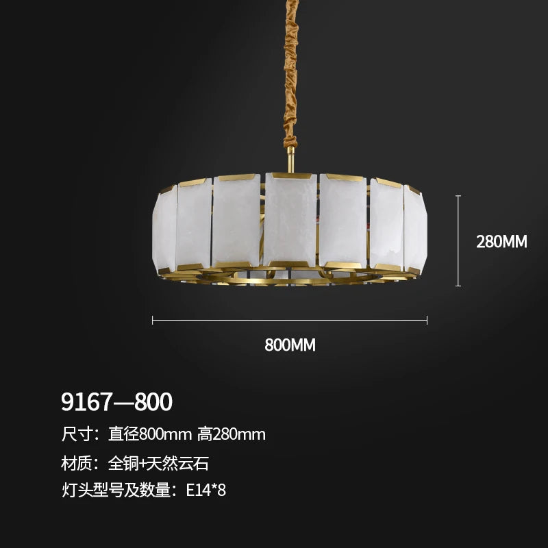 All copper marble chandelier living room dining room copper lamps light luxury modern villa hotel duplex building lighting