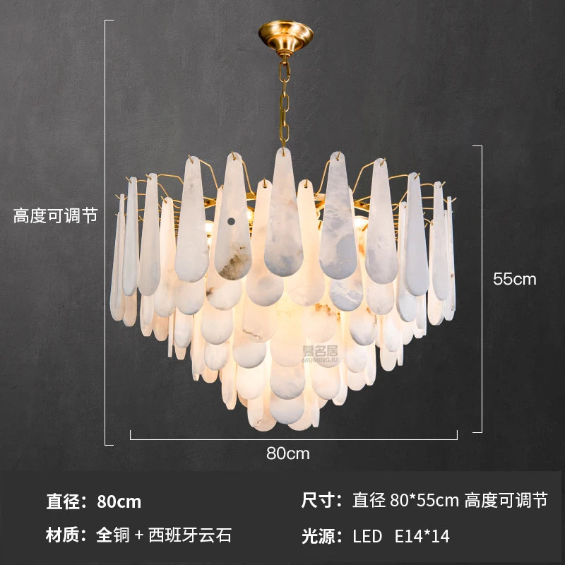 All-copper modern marble chandelier atmospheric villa hotel bedroom living room dining room model chandelier