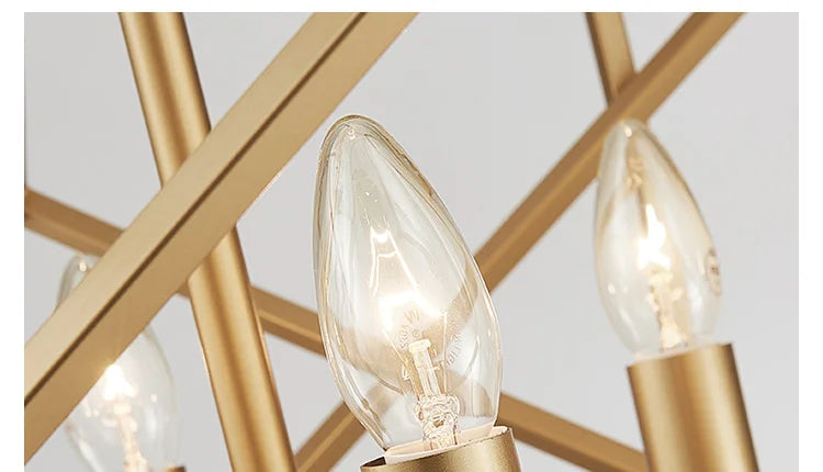 All copper personality creative art Rubik's cube modern minimalist fashion designer model room villa hall bedroom chandelier LED