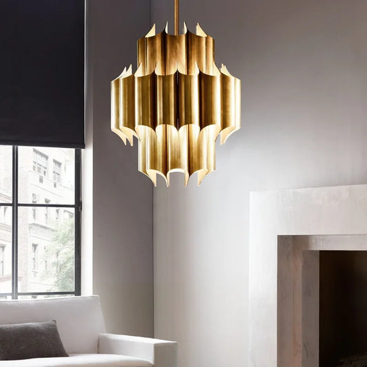 All-copper post-modern light luxury chandelier simple hotel club bedroom model room villa light luxury chandelier