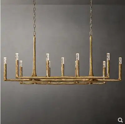 All-copper restaurant chandelier luxury villa club island Taiwan American branch retro lamps