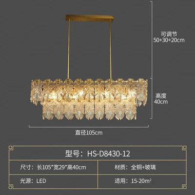 All copper restaurant post-modern minimalist villa bar Hong Kong style light luxury creative long dining table chandelier