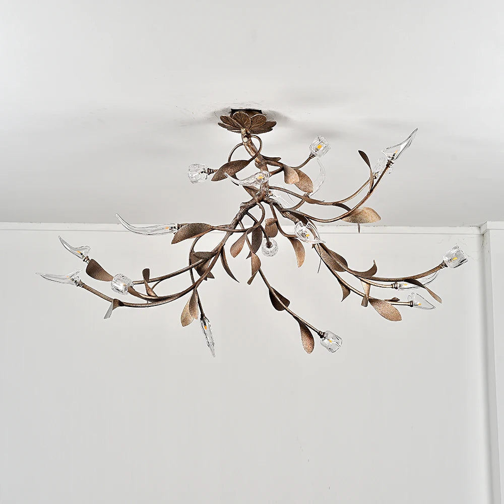 Alll Copper Tree Branches Chandelier For Living Room Vintage Passway Villa Flower Bedroom Lamp Art Lighting Fixture