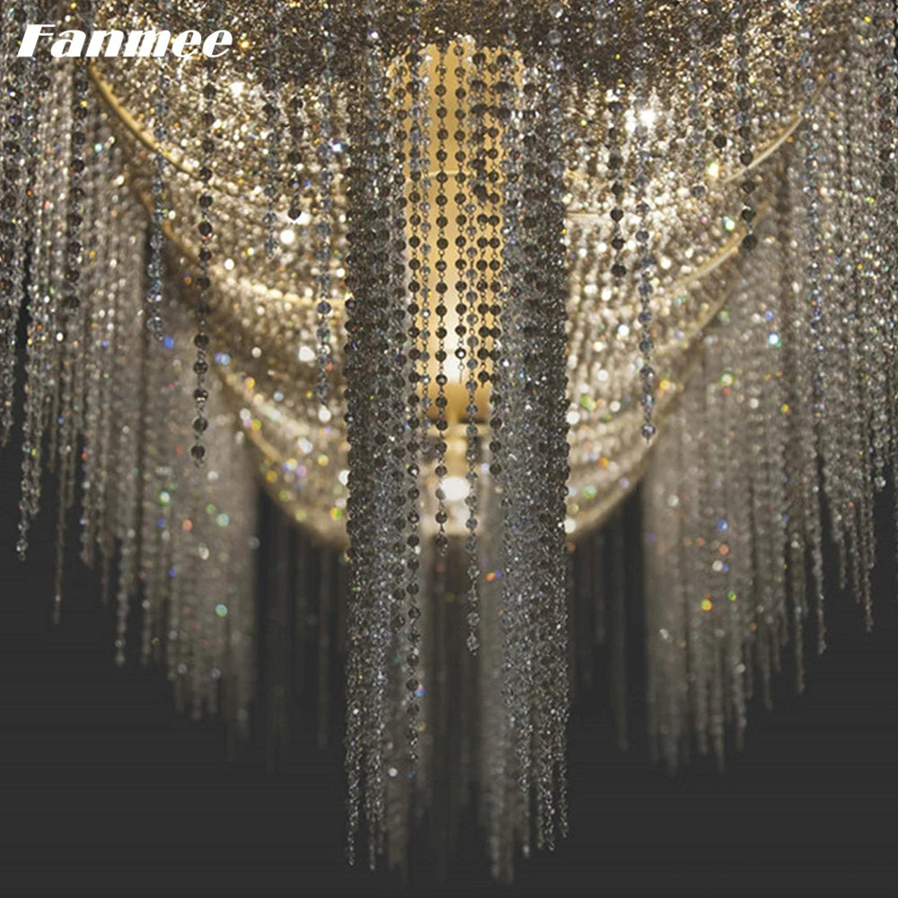 Aluminum Chain Retro Large Chandelier Lighting LED Vintage Luxury Tassel Indoor Light Fixture for Living Room Villa Hotel