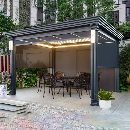 Aluminum alloy pavilion, outdoor courtyard villa, sunshine room, modern garden landscape, new Chinese style pavilion