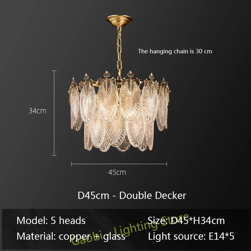 American Copper Luxury LED Chandelier Lighting Dining Living Room Glass Hanging Lamp Postmodern Bedroom Villa Lobby Home Fixture