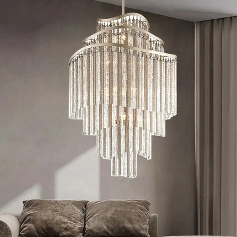 American Tassels Crystal Chandeliers Lights Fixture European Classic Luxurious Chandelier Bedroom Villa Home Hotel Indoor Lamps