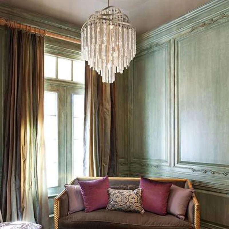 American Tassels Crystal Chandeliers Lights Fixture European Classic Luxurious Chandelier Bedroom Villa Home Hotel Indoor Lamps