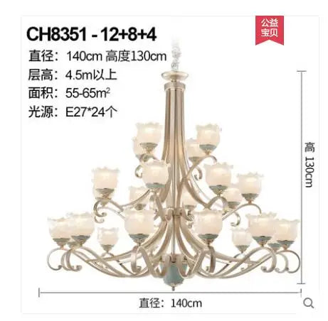 American lamp living room lamp country villa bedroom dining room wrought iron light luxury rural chandelier