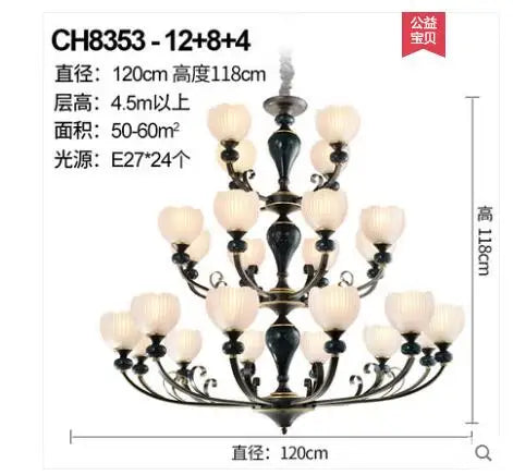 American lamp living room lamp country villa bedroom dining room wrought iron light luxury rural chandelier