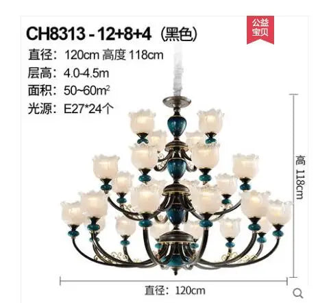 American lamp living room lamp country villa bedroom dining room wrought iron light luxury rural chandelier