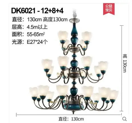 American lamp living room lamp country villa bedroom dining room wrought iron light luxury rural chandelier