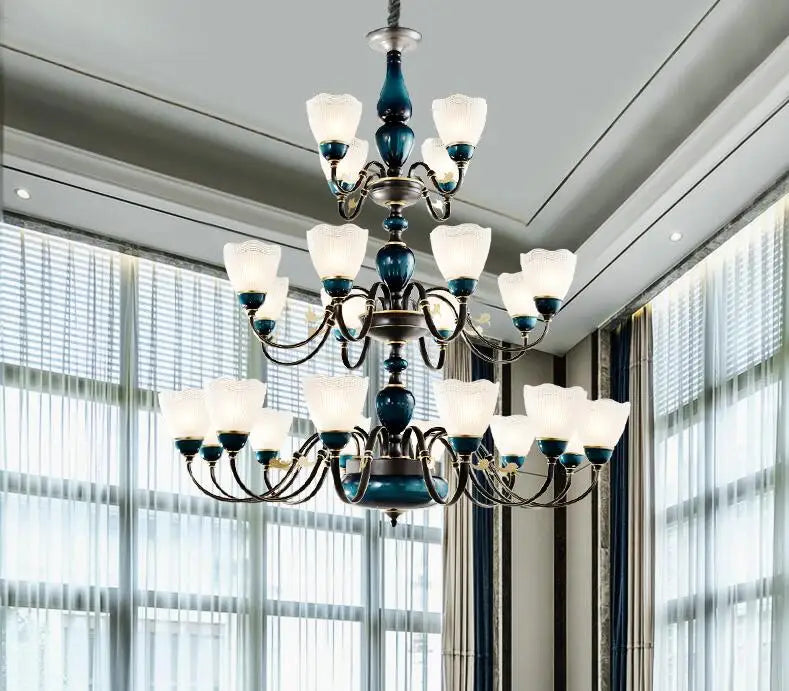 American lamp living room lamp country villa bedroom dining room wrought iron light luxury rural chandelier
