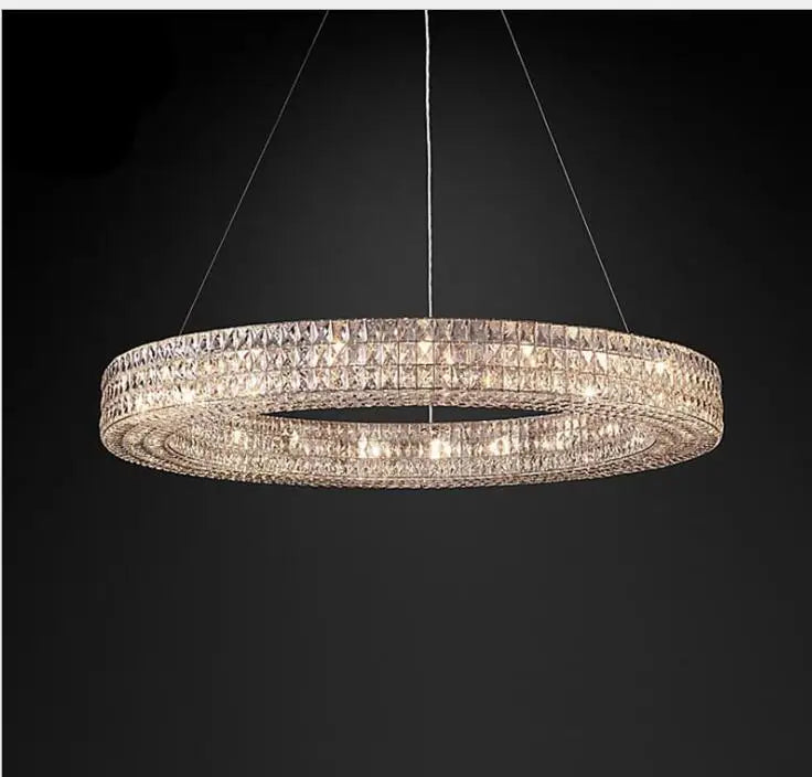 American living room crystal chandelier postmodern round luxurious personality creative restaurant villa soft chandelier