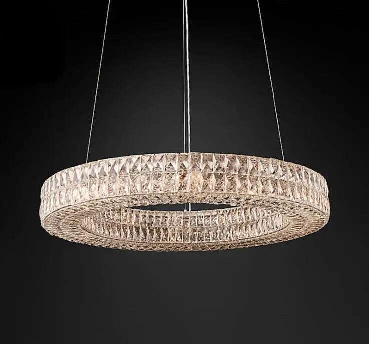 American living room crystal chandelier postmodern round luxurious personality creative restaurant villa soft chandelier