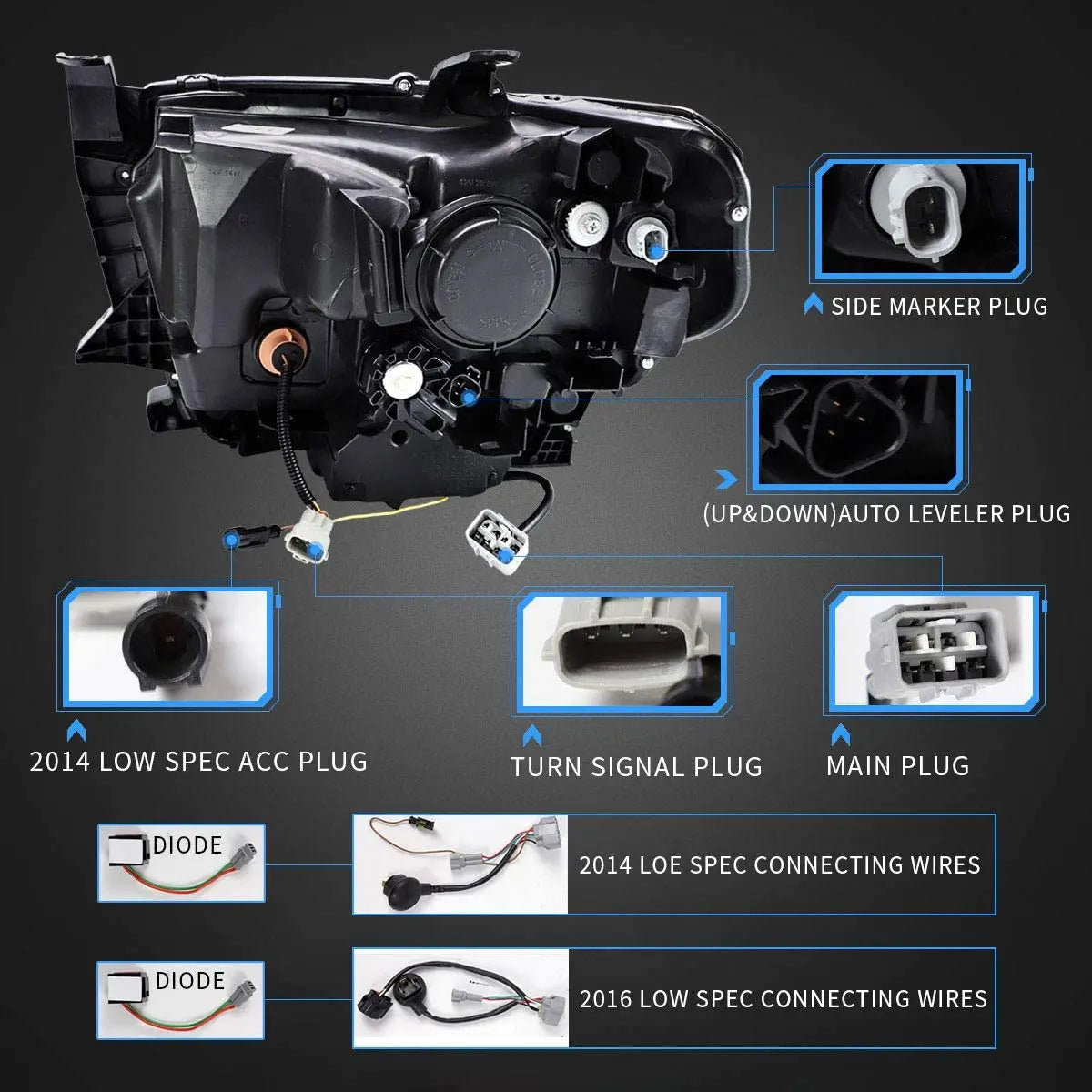 Archaic LED Headlights for Tundra 2014-2019 with Sequential turning signal No Bulbs Needed headlamp for Tundra SR S