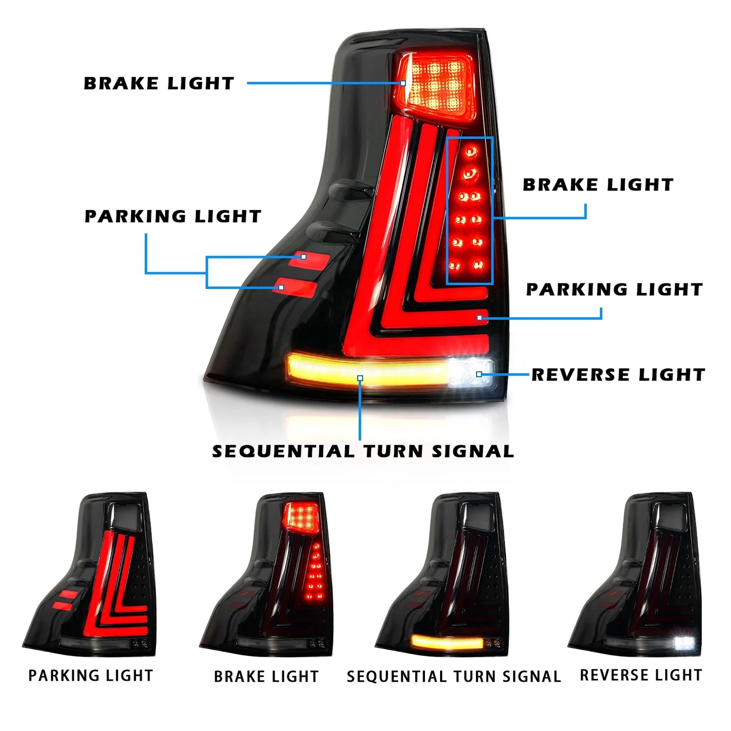 Archaic Led Tail Light for Prado 2014-2020 plug and play For Land Cruiser Prado Taillight Rear Tail Lamp